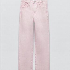 Zara High-Rise Straight Leg Pink Jeans, Size 2